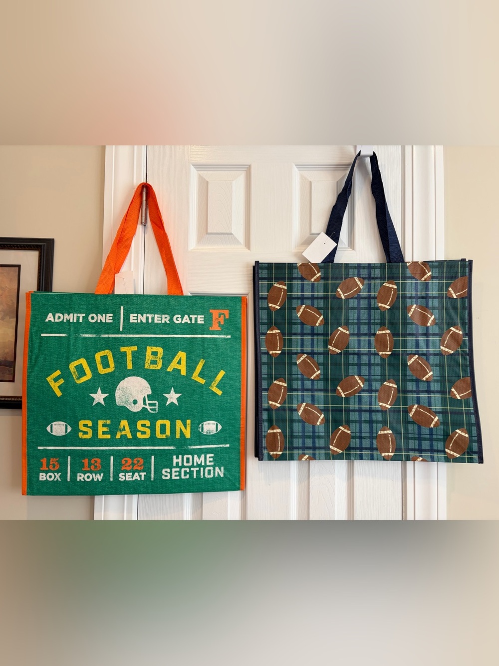 Homegoods/ TJ Maxx Football Season Set of Two Tote Bags 🏈🏟️🛍️